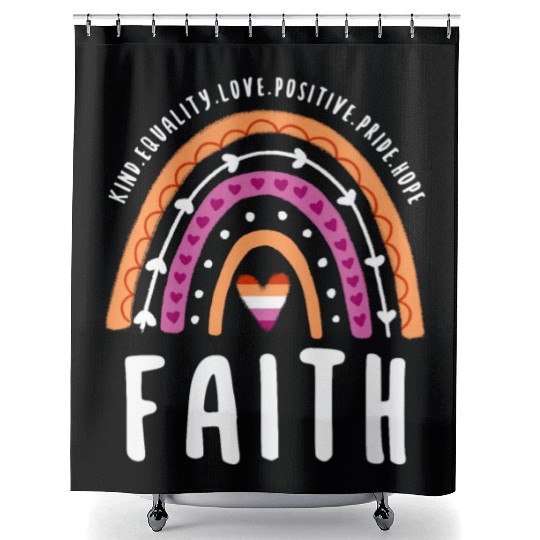 Faith Lesbian Pride Rainbow Shower Curtains