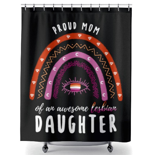Rainbow Mom Lesbian Daughter Shower Curtains
