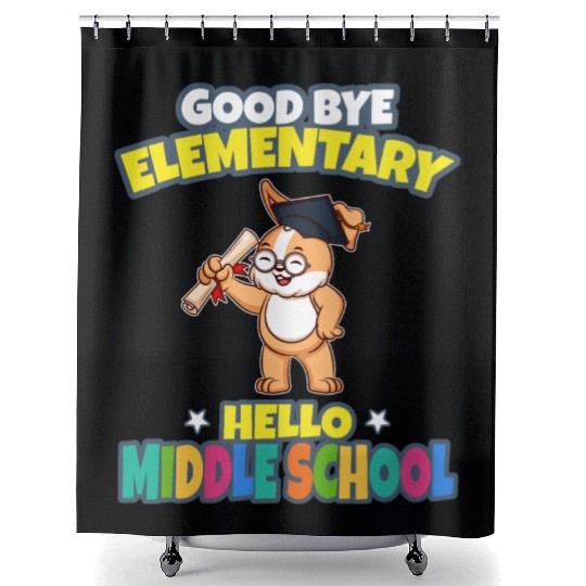 Good Bye Elementary Hello Middle School Graduation Shower Curtains