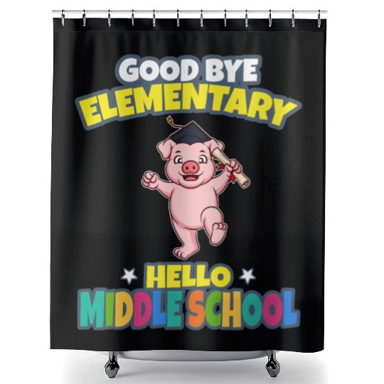 Good Bye Elementary Hello Middle School Graduation Shower Curtains