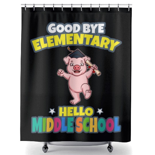 Good Bye Elementary Hello Middle School Graduation Shower Curtains
