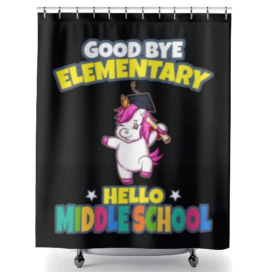 Good Bye Elementary Hello Middle School Graduation Shower Curtains
