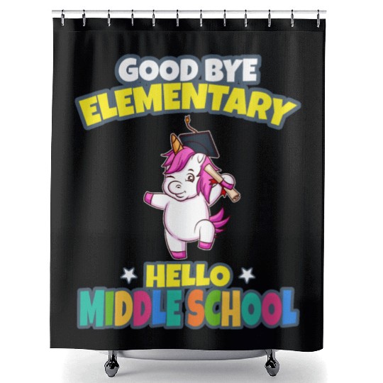 Good Bye Elementary Hello Middle School Graduation Shower Curtains