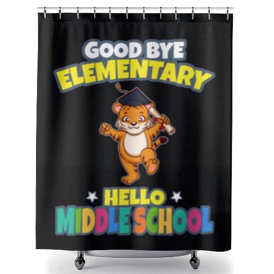 Good Bye Elementary Hello Middle School Graduation Shower Curtains