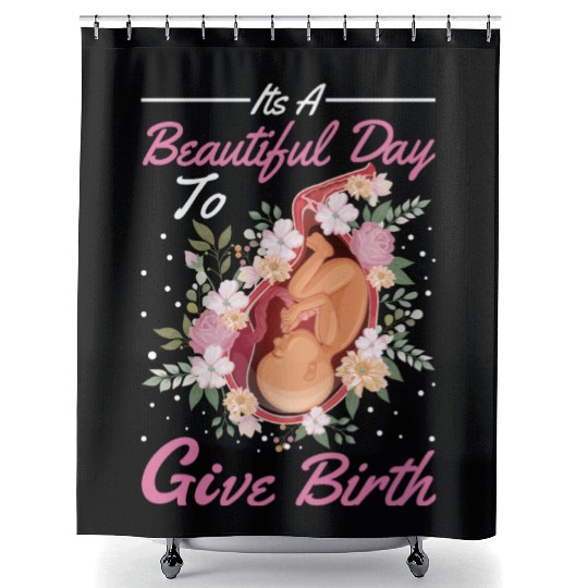 Midwife Cute Flowers Baby Catcher Doula Shower Curtains