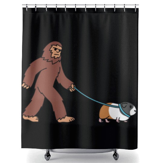 Bigfoot Sasquatch Walking Guinea Pig Shower Curtains