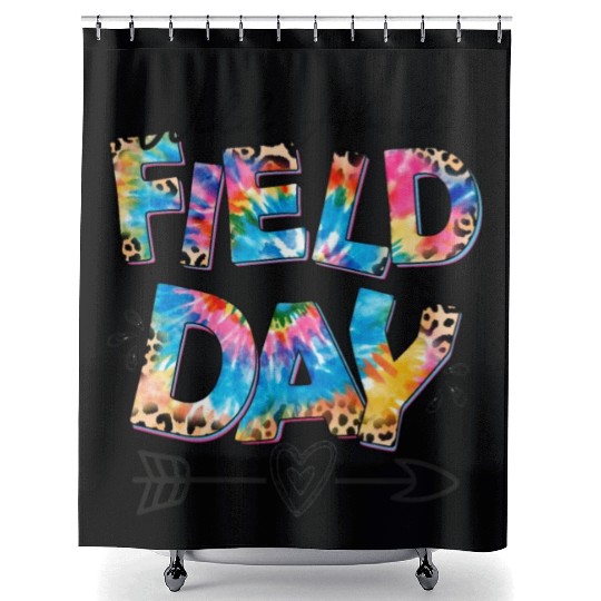 Tie dye leopard Wild About Field Day Teacher Kids Shower Curtains