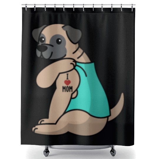 I Love Mom Tattoo Bullmastiff Shower Curtains