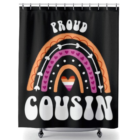 Proud Cousin Lesbian Pride Rainbow Shower Curtains