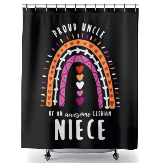 Proud Uncle Lesbian Niece Rainbow Shower Curtains