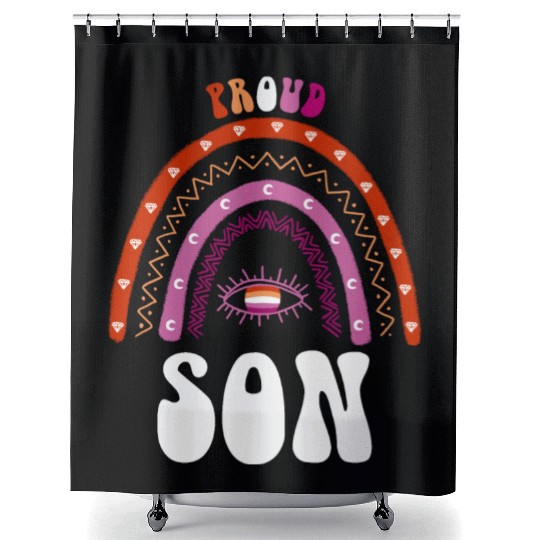 Lesbian Rainbow Proud Son Lesbian Shower Curtains