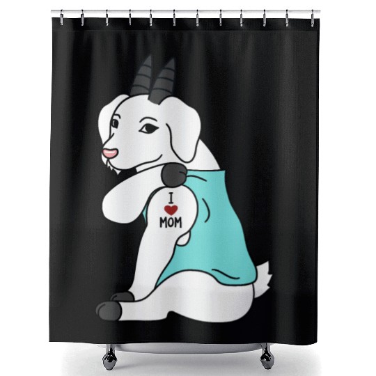 I Love Mom Tattoo Goat Shower Curtains