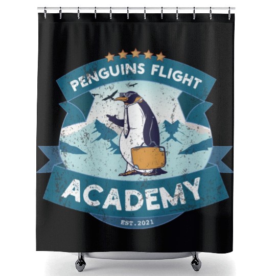 Penguin Academy Shower Curtains