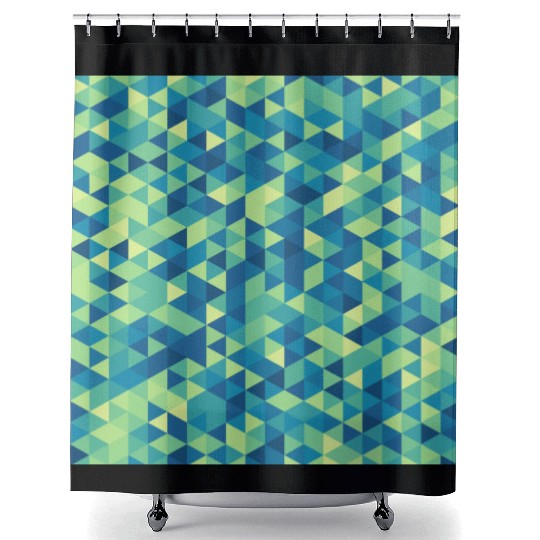 Geometric Hexagon Pattern Blue Yellow Green Shower Curtains