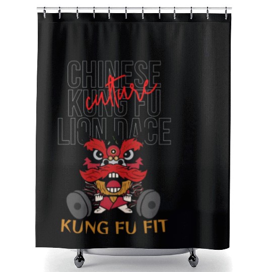 Chinese Kung Fu Lion Dance Culture Shower Curtains