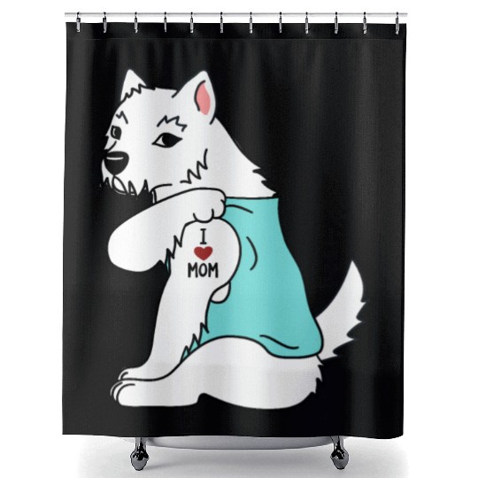 I Love Mom Tattoo Westie Shower Curtains