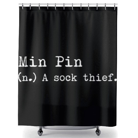 A Sock Thief Miniature Pinscher Shower Curtains