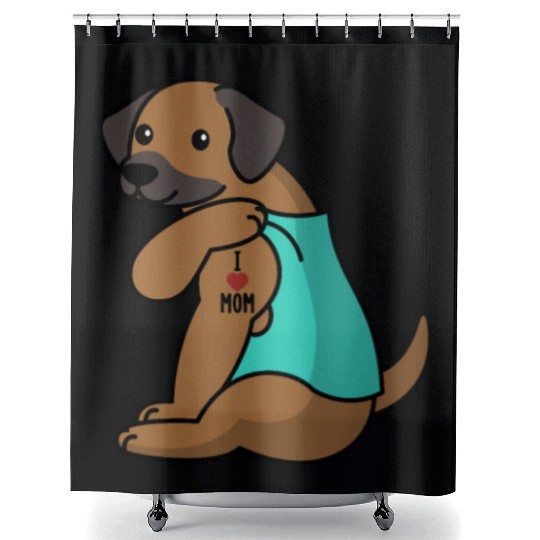 I Love Mom Tattoo Rhodesian Ridgeback Shower Curtains