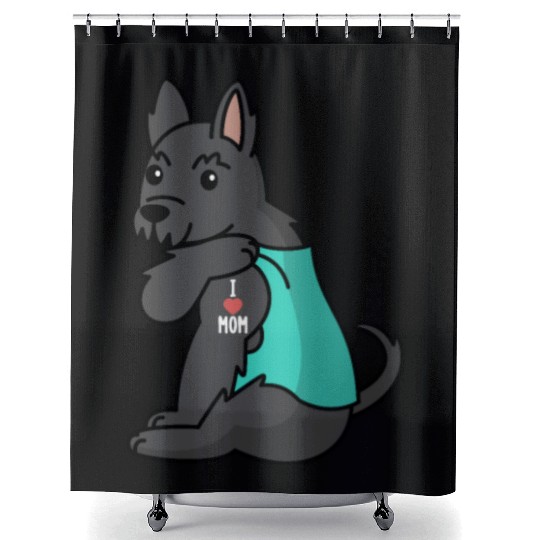 I Love Mom Tattoo Scottish Terrier Shower Curtains