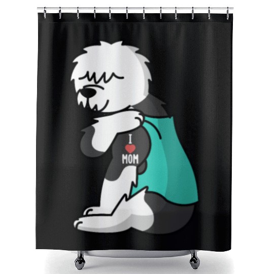 I Love Mom Tattoo Old English Sheepdog Shower Curtains