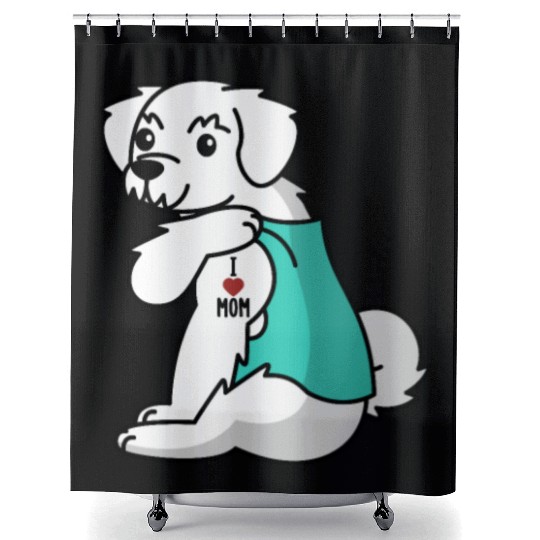 I Love Mom Tattoo Maltese Shower Curtains