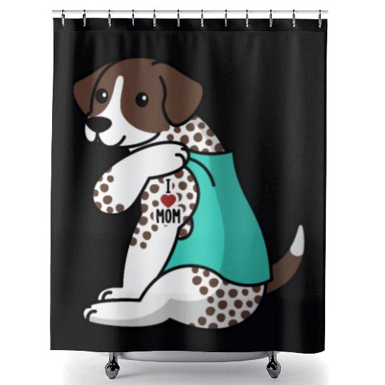 I Love Mom Tattoo German Shorthaired Pointer Shower Curtains