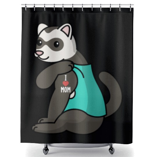 I Love Mom Tattoo Ferret Shower Curtains