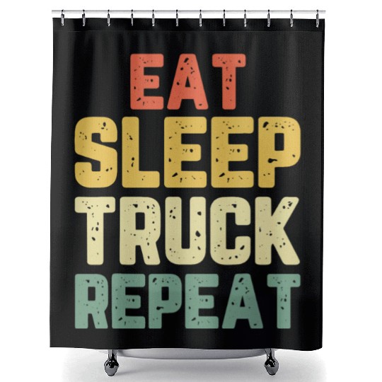 Eat Sleep Truck Repeat Trucker Driver Vintage Shower Curtains