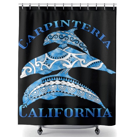 Carpinteria California Vacation Tribal Dolphins Shower Curtains