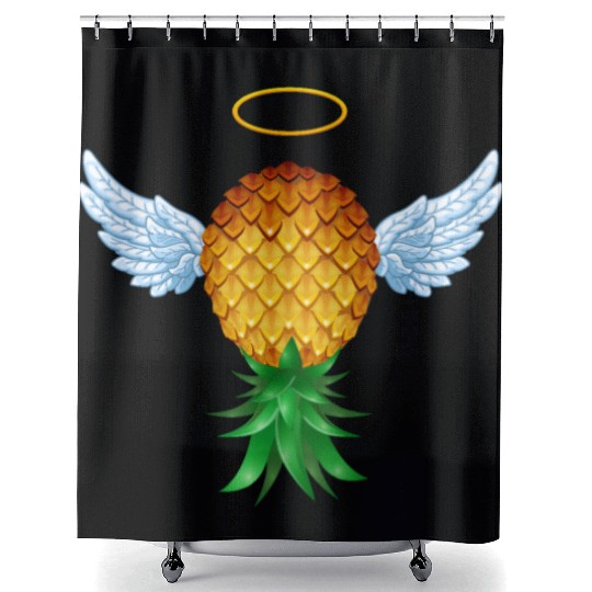 Cute Swinger Upside Down Pineapple Angel Wings Shower Curtains