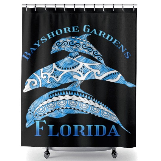 Bayshore Gardens Florida Vacation Tribal Dolphins Shower Curtains