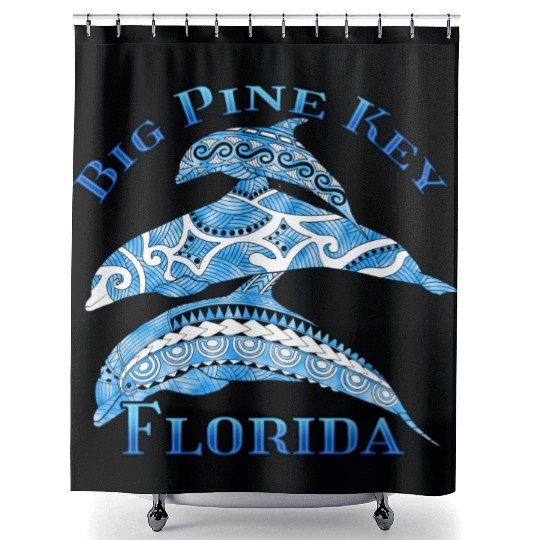 Big Pine Key Florida Vacation Tribal Dolphins Shower Curtains