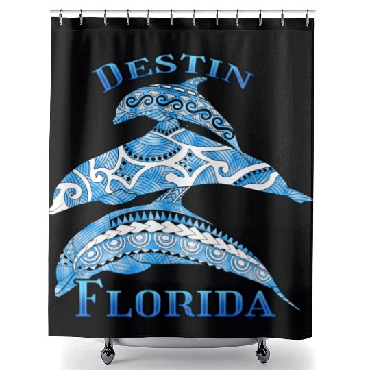 Destin Florida Vacation Tribal Dolphins Shower Curtains