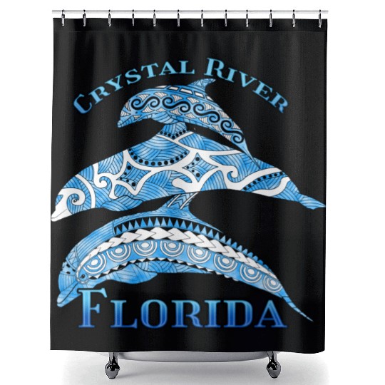 Crystal River Florida Vacation Tribal Dolphins Shower Curtains