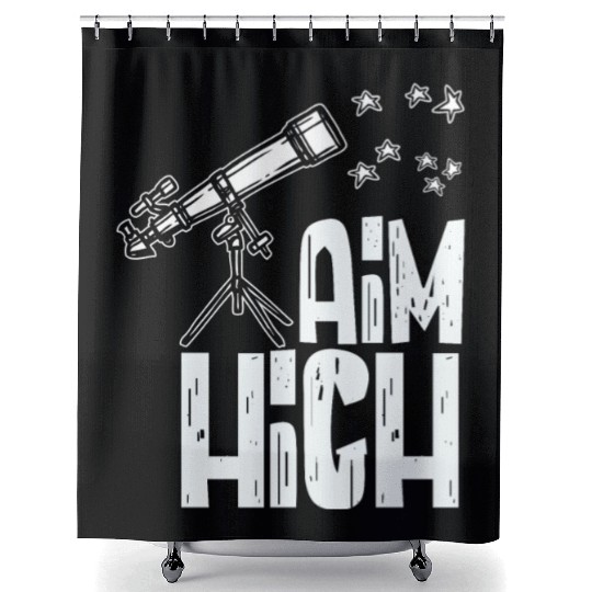 Telescope Owner Stars Lover Galaxy Astronomer Shower Curtains