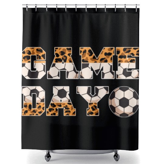 Leopard Soccer Game Day Sports Lover Shower Curtains