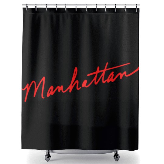 Manhattan handwritten red New York City Shower Curtains