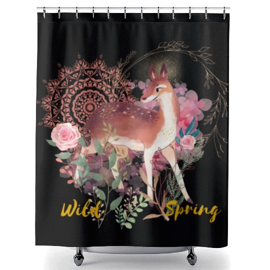 Sweet Deer In Wild Spring - 9 Shower Curtains