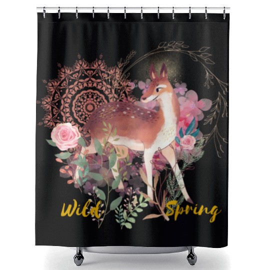 Sweet Deer In Wild Spring - 9 Shower Curtains