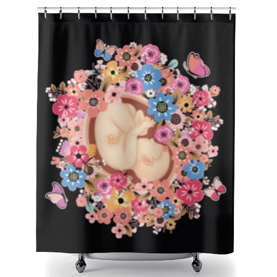 Midwife Flowers Butterfly Baby Doula Shower Curtains