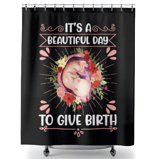 Midwife Flowers Baby Catcher Doula Shower Curtains