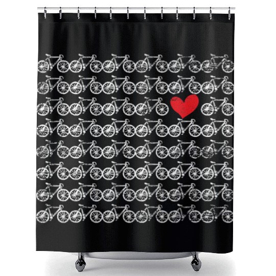 Cycling Lover Girls Kids Valentines Day Bicycle Shower Curtains