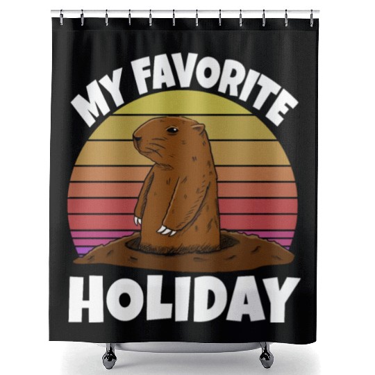 My Favourite Holiday Groundhog Shower Curtains