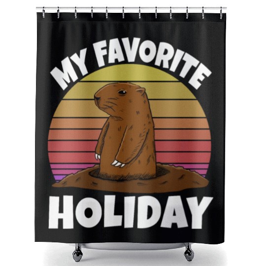 My Favourite Holiday Groundhog Shower Curtains