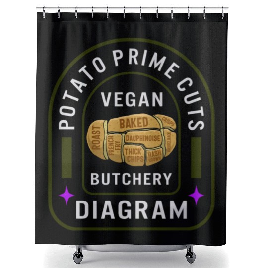 Potato Vegetable Shower Curtains, Potato Prime Cuts Vegan