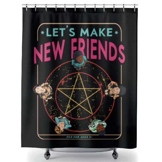 Let's Make New Friends, Retro Occult Wiccan Shower Curtains