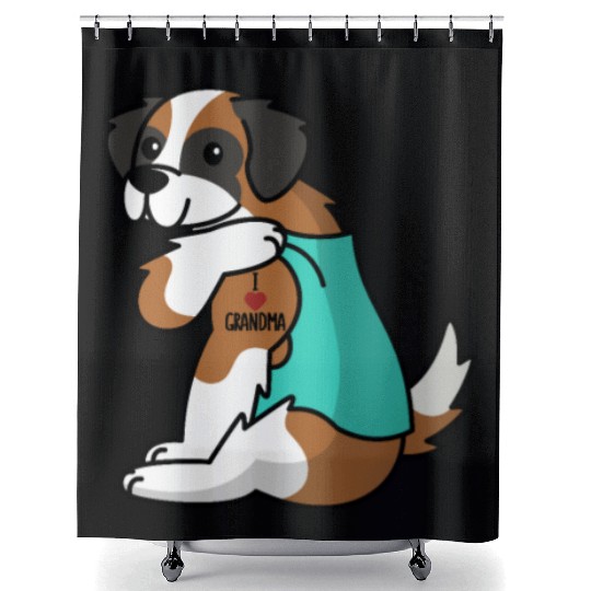 Saint Bernard I Love Grandma Shower Curtains
