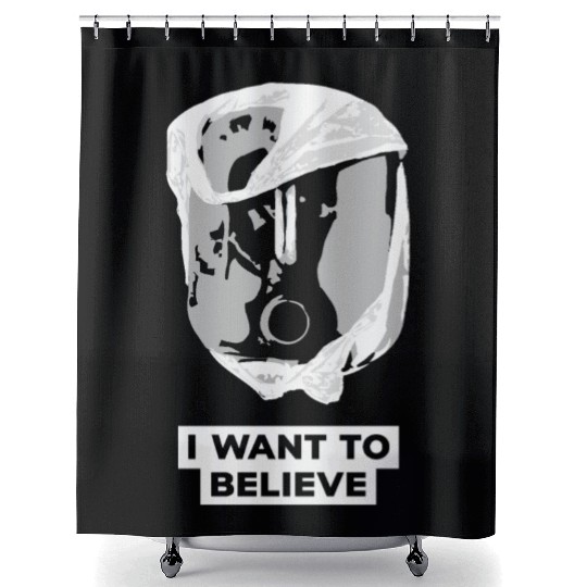 I Want To Believe 001 B-W Skull Shower Curtains