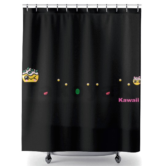 Kawaii Takoyaki Cute Japanese Food Vintage Design Shower Curtains