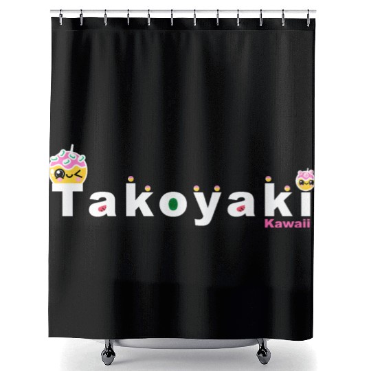 Kawaii Takoyaki Cute Japanese Food Vintage Design Shower Curtains
